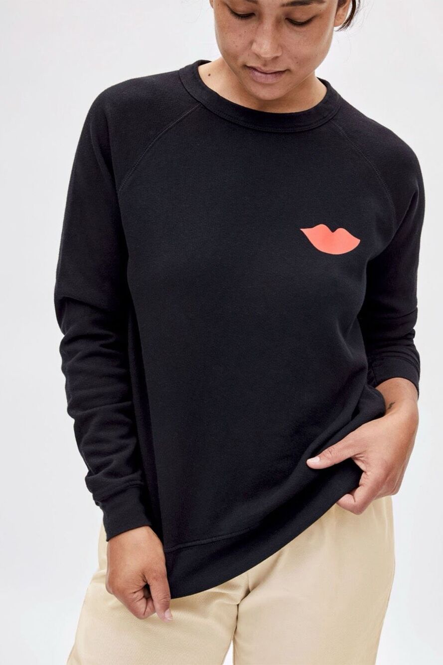Clare V. Lips Sweatshirt | Black in Large